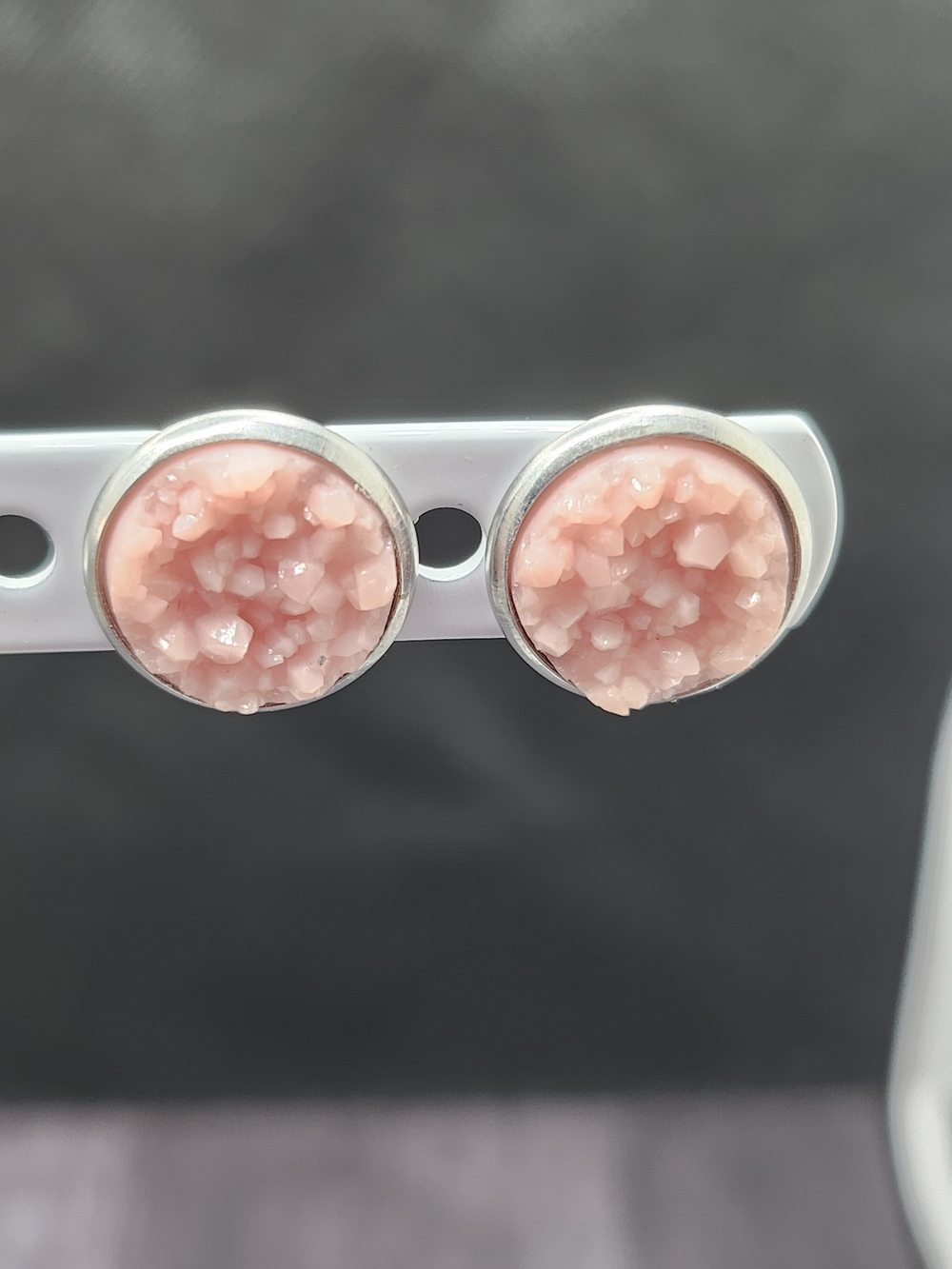Pink Druzy Round Stud Earrings - Women's Jewelry